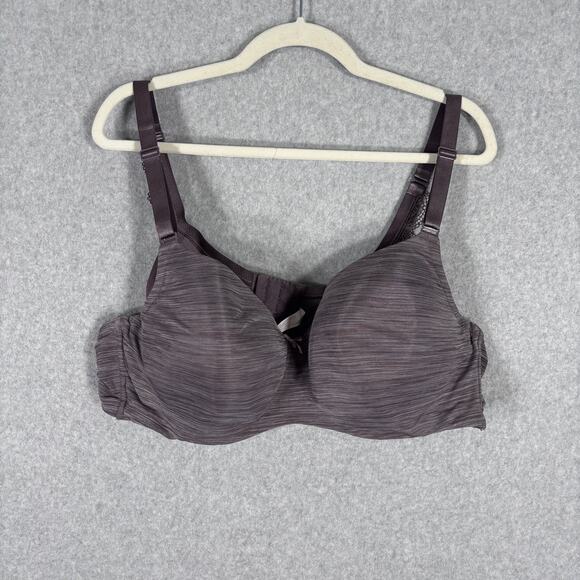 Cacique Bra 48C Purple Lace Lightly Lined Balconette Underwire Molded Padded - Picture 1 of 10